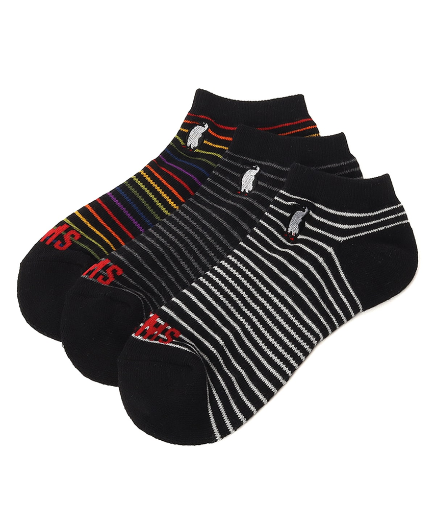 3P Booby Border Ankle Socks・White/Black　3Pブービーボーダーアンクルソックス（ソックス/靴下）