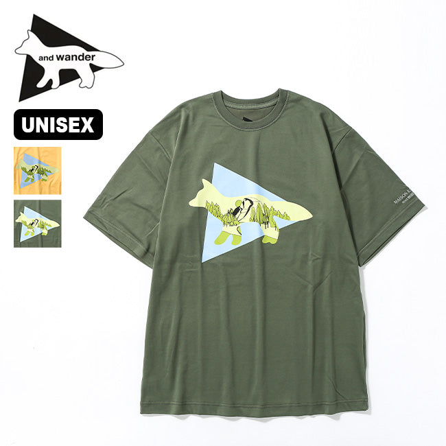 And Wander x Maison Kitsune Skiing Fox Dry Cotton S/S Tee